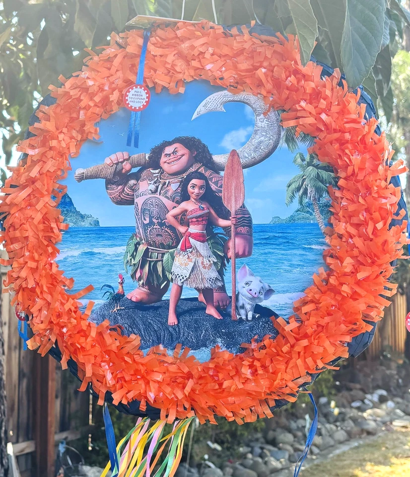 Moana Pull String Piñata- Decoration, Party Game, Candy Holder Party NEW - Image 2 of 2