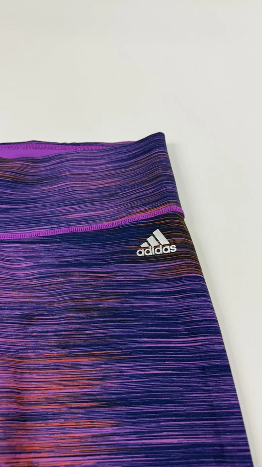 Adidas Leggings Womens XL Purple Pink Climalite Capri Cropped Mid Rise Space Dye - Image 3 of 4
