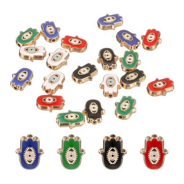 20 Stk. Hand-Augenperlen FüR Loose Spacer Beads, GrüN/Rot/Blau/Schwarz/Weiß-image
