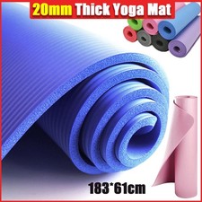 Large Yoga Exercise Mat Thick Non Slip with Carry Strap 20mm Workout for Home