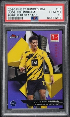 2020 Topps Finest Bundesliga Purple Refractor Jude Bellingham RC /250 #32 PSA 10
