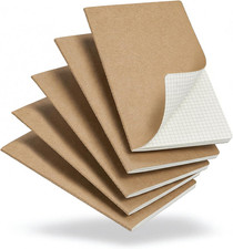 5 Pack Kraft Notebooks Bulk A5, 60 Pages Grid Graph Paper Journals, 8.3X5.5 Inch