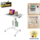 Elegant Height Adjustable Mobile Standing Desk - Eco-Friendly White Design