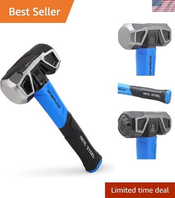 Sledge Hammer, 3lb Drilling Club Hammer for Striking Rubber Grip Forged Jacke...