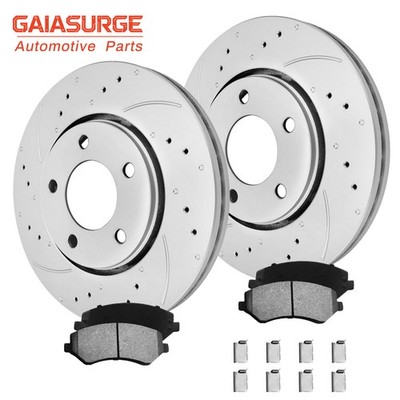 For Town & Country Voyager Caravan Front Drilled Rotors Ceramic Brake Pads Kit