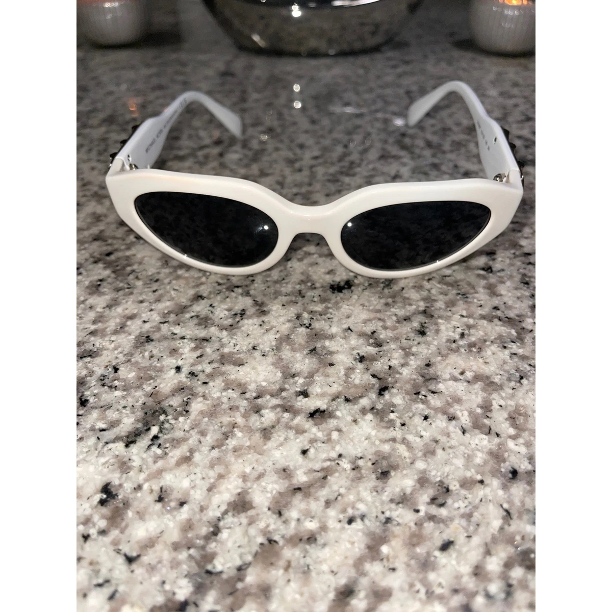 Michael Kors MK 2192 Empire Oval White Sunglasses Silver MK Logo Michael Kors Empire Oval 2192 Sunglasses main image 2