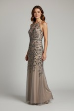 Adrianna Papell Floral Beaded Halter Sleeveless Gown NWT Size 2 $399