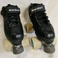 Riedell Dart Black Skates Size 4 Radar Presto Wheels Bionic ToeStops