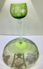 BOHEMIAN CZECH CUT TO CLEAR CRYSTAL Hock Wine Glass Mint! 8 oz. Twelve available
