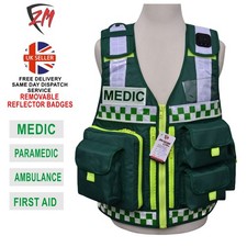 Hi Viz Medic Paramedic Ambulance First Aid equipment vest UK FREE DELIVERY