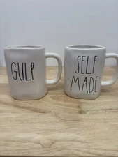 Rae Dunn By Magenta COFFEE AND TEA Mug Set Ceramic Signature Gulp Self Made #57