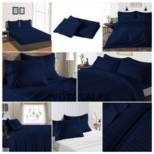 Best Bedding 1000TC/1200TC Egyptian Cotton US Sizes Select Item Navy Blue Stripe
