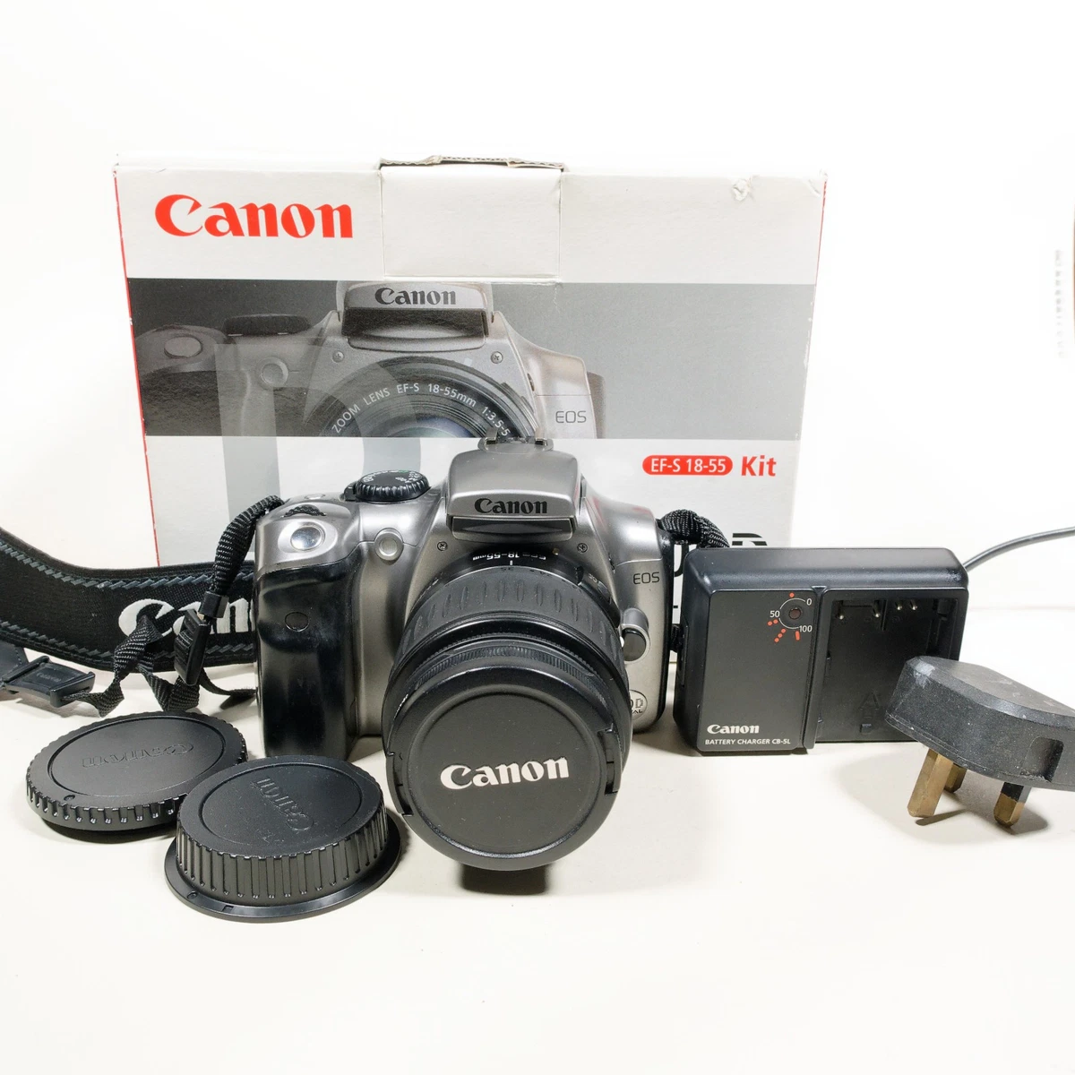 Canon EOS 300D Kit Avec Objectifs 75-300 & 35-80 – Appareil Photo Numérique Argenté