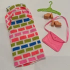 Vintage 1967 Barbie Neon ‘Print A Plenty’ Doll Dress #1686 & Hot Pink Purse