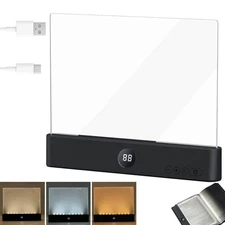 Book Light, 3 Color Adjustable LED Flat Reading Light, Rechargeable Clear Panel
