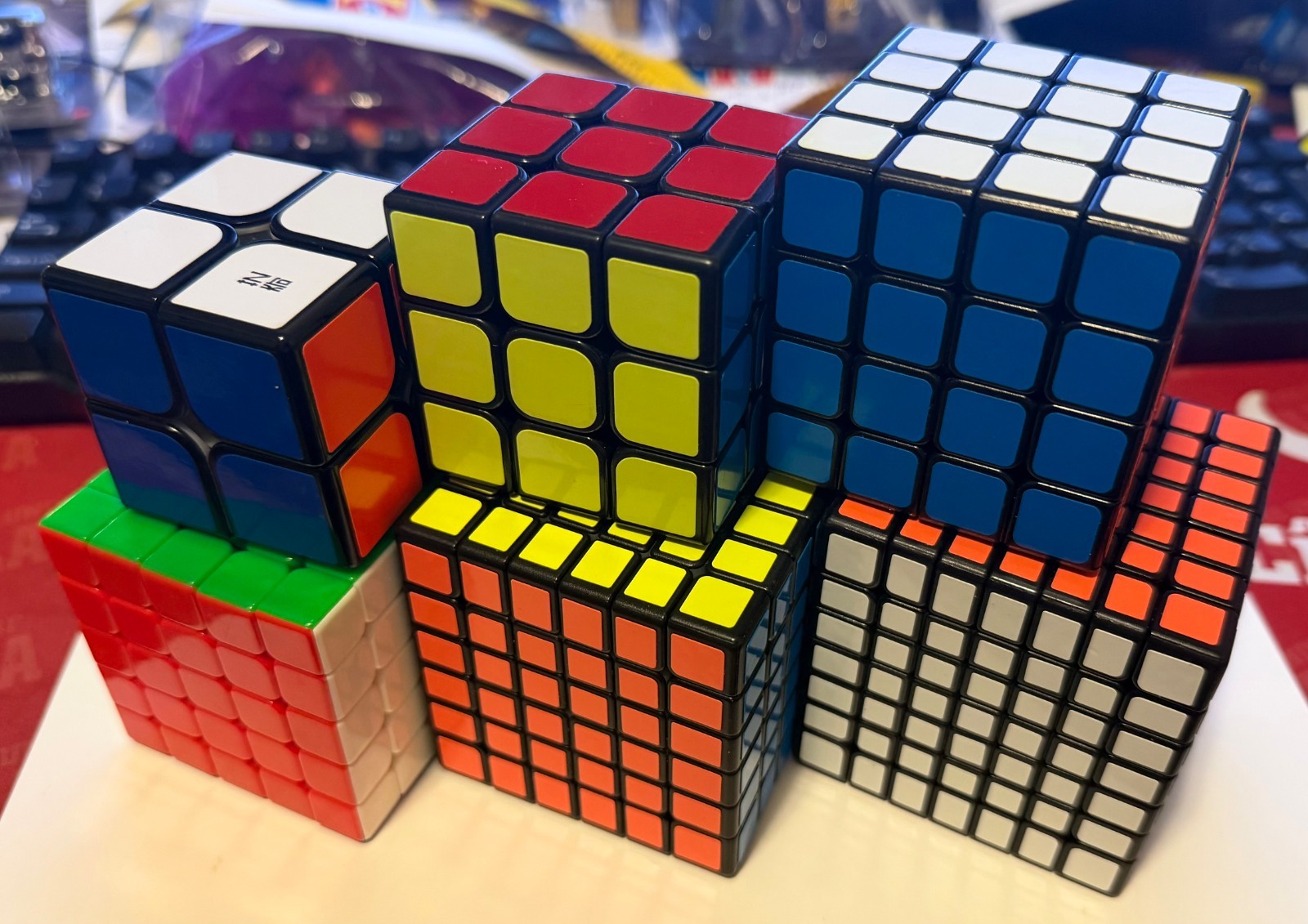 Rubik's Cube Magic Twisty Cubes Lot of 6 - 2x2-7x7 - 5 Stickered, 1 Stickerless