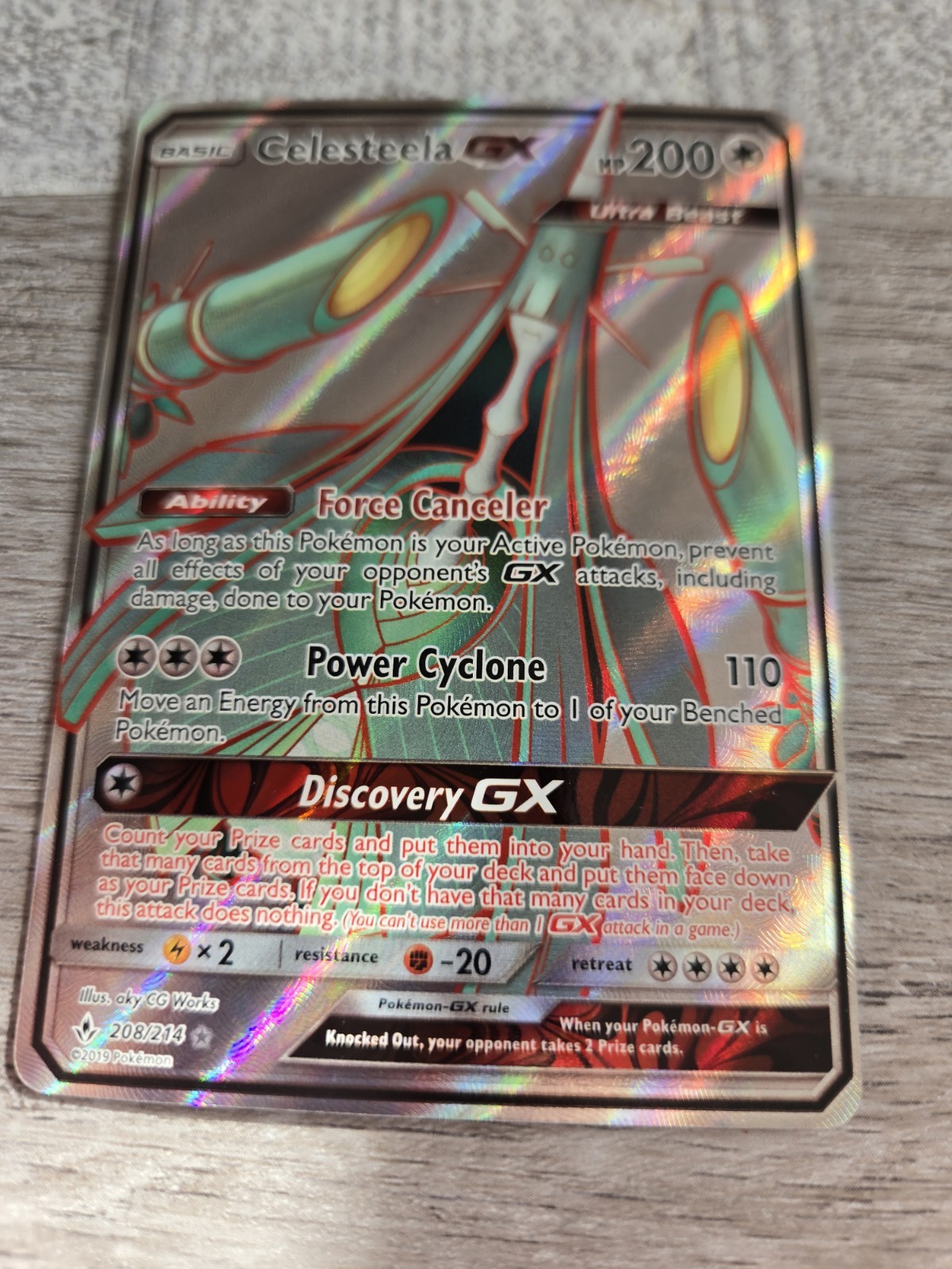 Celesteela GX - 208/214 - Pokemon Unbroken Bonds Sun Moon Full Art Ultra Card NM