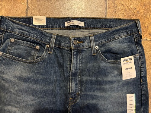 Levi Strauss Signature Jeans Men's 36x34 Blue Straight Leg Mid Rise Denim NWT - Picture 4 of 7