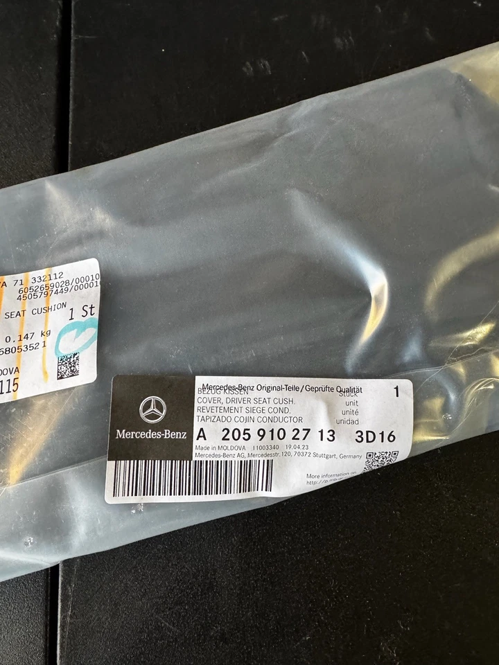 全新 原始设备制造商 梅赛德斯-奔驰 W205 * 驾驶员座椅加长套 * A205-910-27-13-3D16 — 第 3/4 张图片