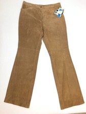 NWT VTG Covington Leather Pants Women  s Size 12 Y2K Bootcut Tan Suede 90s SOFT