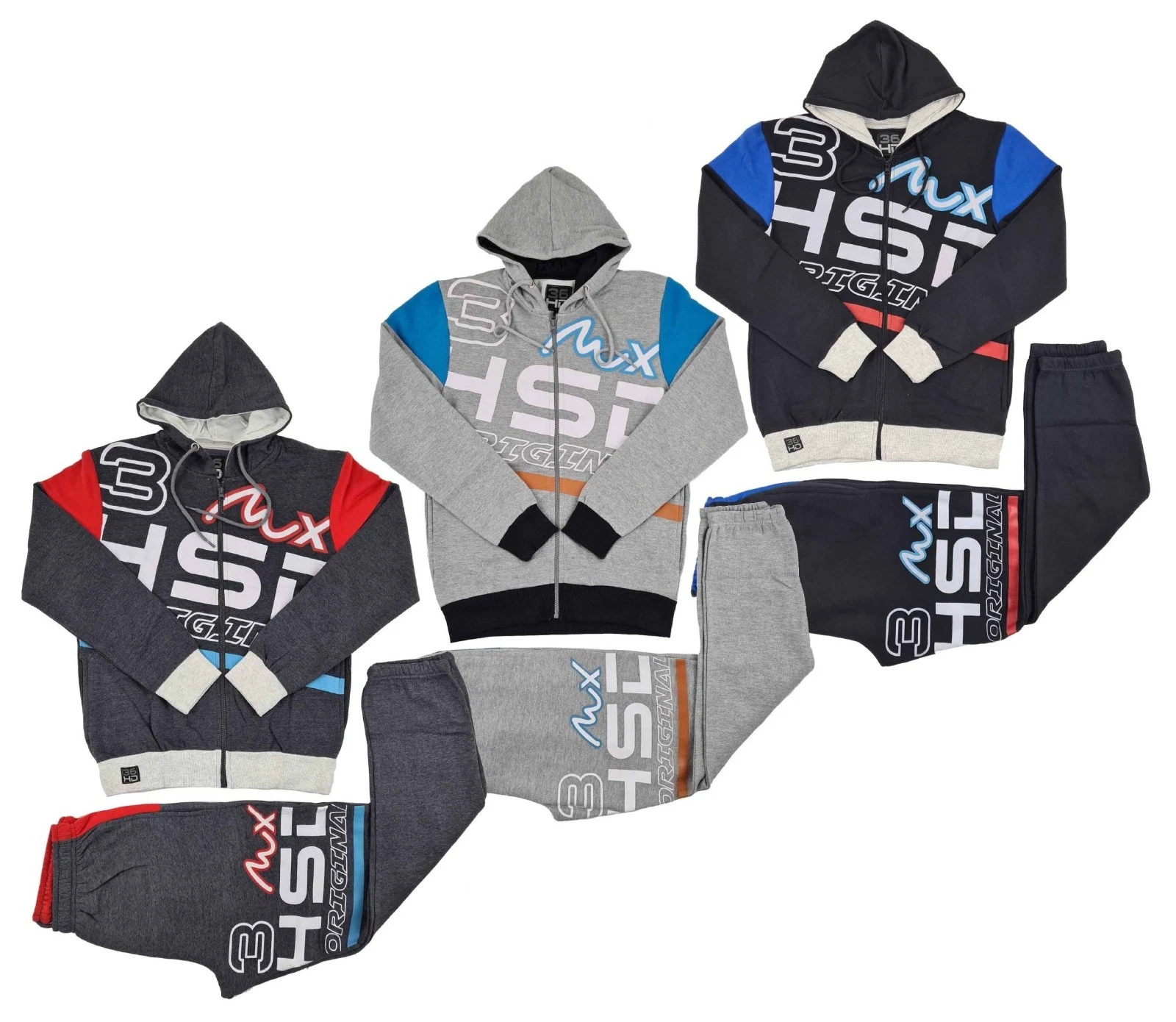 360 Degrees Men’s Tracksuit Set Hoodie & Joggers – Black, Grey, Charcoal