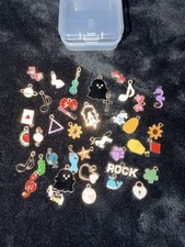 Multicolor Enamel Metal Charms Pendants Set Assorted Shapes Lot with Box