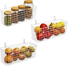 3 Set Extra Large Hanging Wall Wire Baskets, Farmhouse Food Storage Kitchen