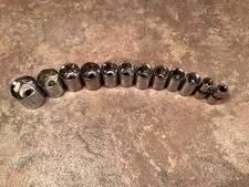 Vintage Nos Socket Set Of 9 Sae 14 Drive 6-point Chrome 716 - 532 Shallow Vintage Nos Socket Set Of 9 Sae 14 Drive 6-point Chrome 716 - 532 Shallow