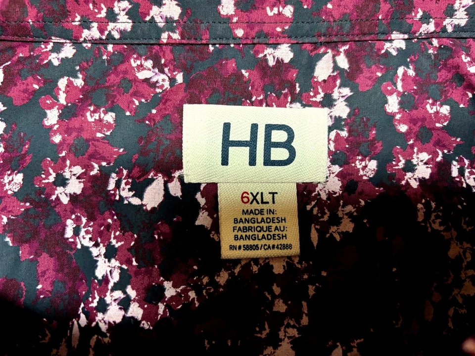 Harbor Bay Mens Button Front Short Sleeve Cotton Polyester Shirt 6XLT 6X 6XL - Image 4 of 4