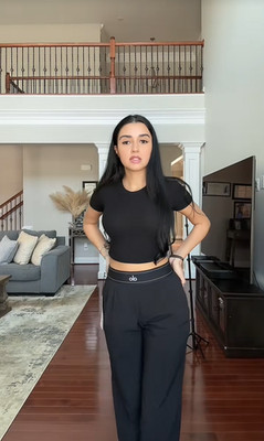 NWT Alo Yoga Suit Up Trouser Quick-Dry Loose-Fit Wide-Leg Pants, Black, Size S