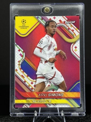   XAVI SIMONS 2024 TOPPS FINEST UEFA RED REFRACTOR RB LEIPZIG /5 + Case