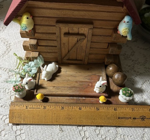 Primitive Log Cabin With Chimney & Porch Handmade Vintage Well Made Unique OOAK - Picture 14 of 17