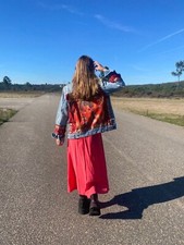 Upcycled Denim Jacket, Unique, Festival Outfit, Size S-m