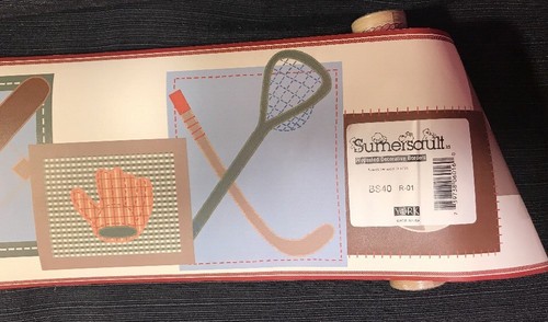 YORK Sumersault BS40 Football Sports balls 6" wall border roll 5 yds Prepasted - Picture 5 of 5