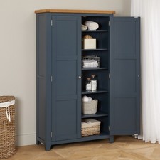 Linen Storage Cupboard Westbury Blue Painted Oak Furniture Double Shaker