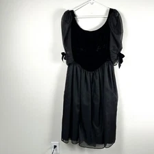 Vintage Gunne Sax Jessica McClintock Dress Size 11 Black Velvet Lace Gothic Gown