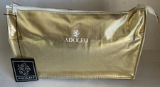 Vintage 80’s 90’s Metallic Gold ADOLFO Accessories Toiletries Makeup Travel Bag