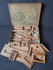 Antyczny drewniany zestaw budowlany, dom z bali, W & S, Werner Schumann Berlin