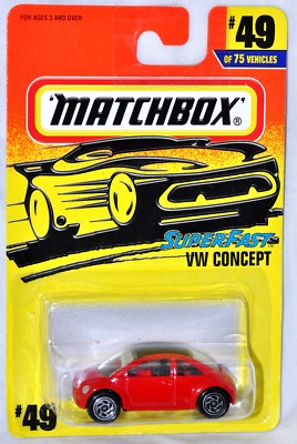 Matchbox 1997 Super Fast #49 Red VW Bug Beetle Concept MOC Tyco Toys MB287