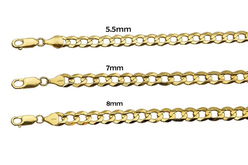 14k Solid Yellow Gold Flat Curb Italian 