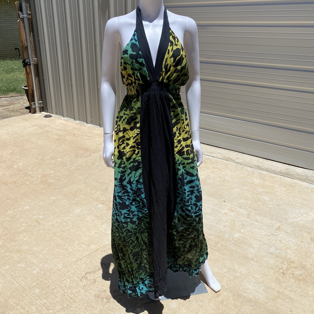NEW RECRUIT 90s Y2K Colorful Leopard Cotton Maxi Halter Dress Large  Maternity | eBay
