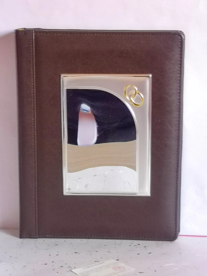 ALBUM FOTOGRAFICO MATRIMONIO IN PELLE E ARGENTO 925 ITS ARGENTI +CERTIFICATO🇮🇹 - Immagine 2 di 4