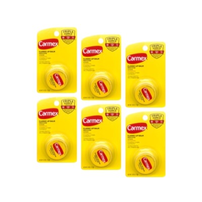 6 Pack Carmex Moisturizing Lip Balm Original 0.25Oz Each