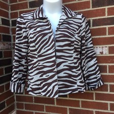 Chicos 2 Womans Open Front Brown Open Front Career Jacket Blazer