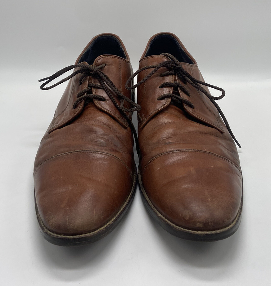 SAOLA Oxford Cole Haan uomo Lenox Hill Grand.OS pelle marrone punta cappuccio C11632 US 11M