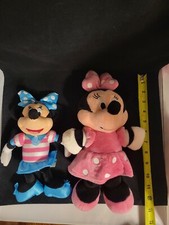 2 Disney MINNIE MOUSE Mini Bean Bag Plush 10 11  toy Red  multi color Dress Vtg