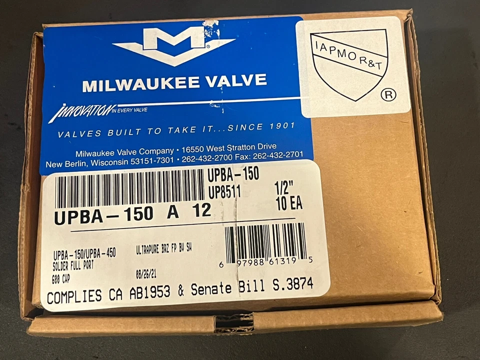 Box 10) 1/2" Solder, Full-Port Lead Free Bronze Ball Valves 600 WOG, MADE IN USA - Image 2 of 4