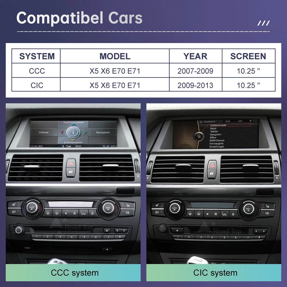 CarPlay Android Auto Multimedia Linux Touch Screen For BMW X5 X6 E70 E71 07-13 - Image 3 of 4