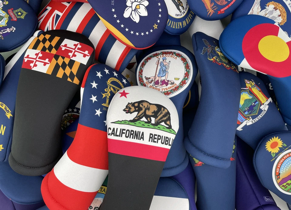 United States Individual State Flag Themed Golf Club Head Covers