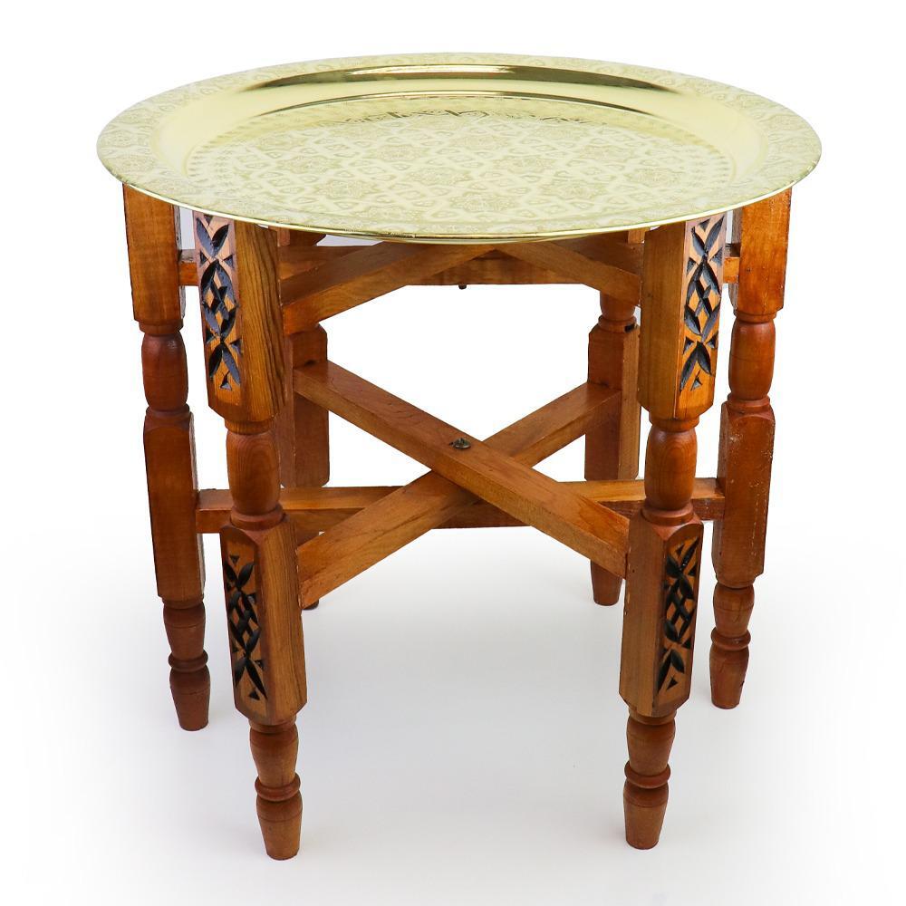 Tavolo da tè orientale Tefor in legno oro Ø 50 cm